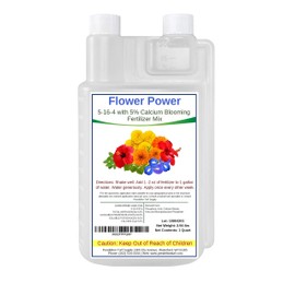 Flower Power 5-16-4 with 5% Added Calcium | All Natural Liquid Blooming Fertilizer Concentrate | Indoor and Outdoor Use | NPK Food for Flowers, Plants, Gardens, Trees, Grasses, Shrubs & More (32 oz)