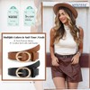 WERFORU 2 Pack Women's Skinny Leather Belt with Gold Buckle