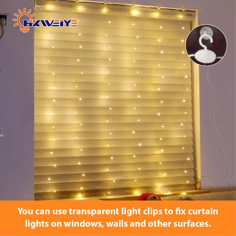 HXWEIYE Short Curtain Lights for Small Window, 3.3x5Ft USB Plug