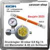 Caravan Regulator 30 mbar 0.8 kg/h with Pressure Gauge and