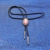 BRBAM Oval Natural Stone Pendant Bolo Tie Necklace Retro Gothic