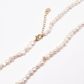 Treasure Bay Womens Girls 3-4mm Baroque Pearl Necklace Choker with Extender (White)