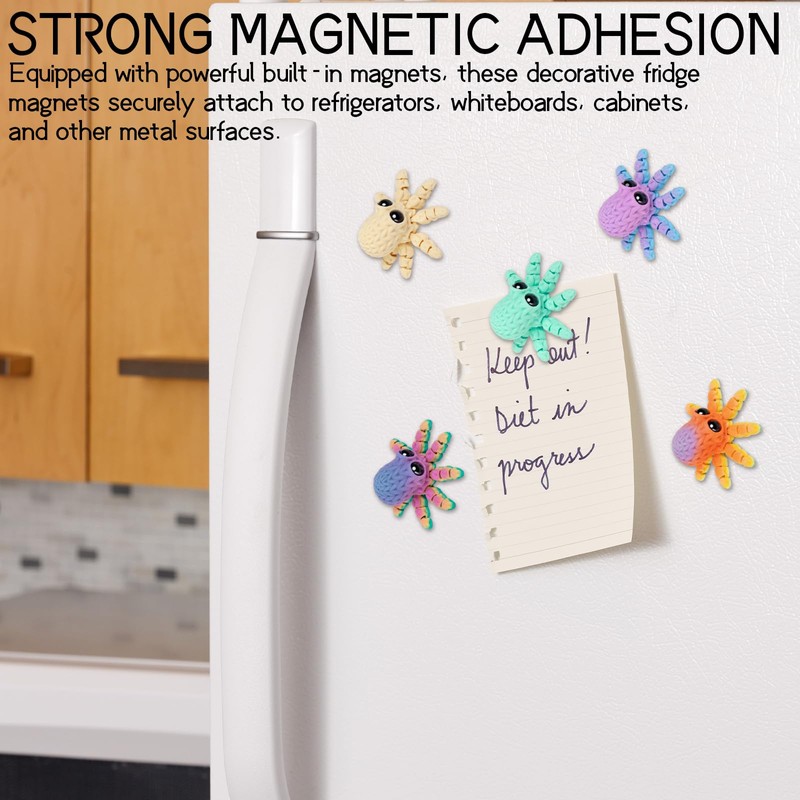 5 Pieces Octopus Decorative Fridge Magnets - Movable Joints, 3D