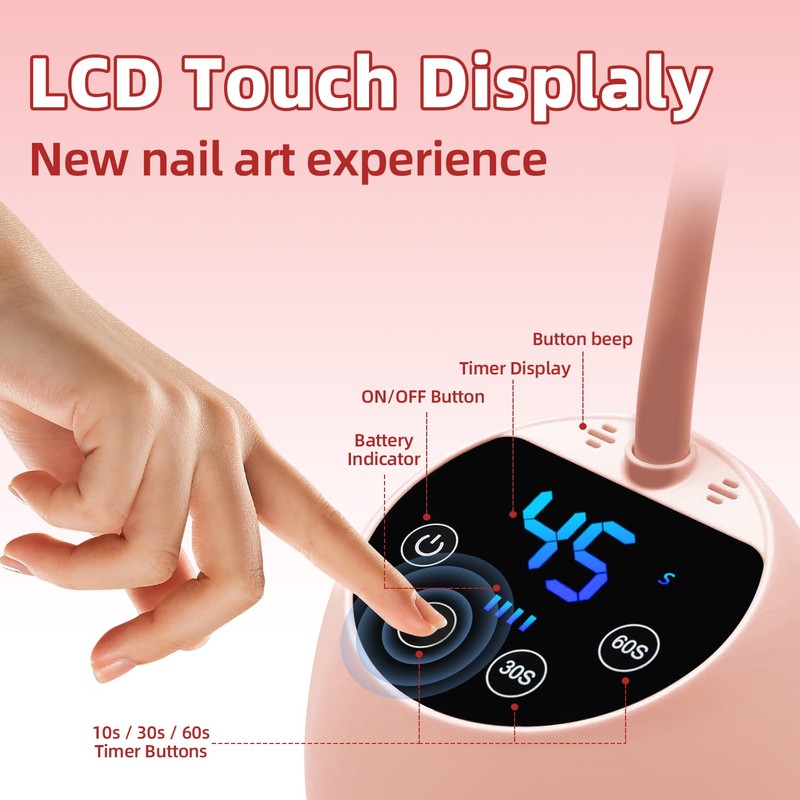 Mini UV LED Nail Lamp, LCD Display, Automatic Intelligent Sensor,