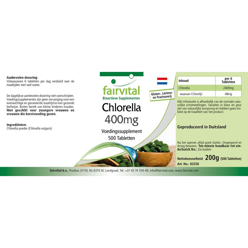 Fairvital Chlorella Tablets 400 mg - High Dose - 100%