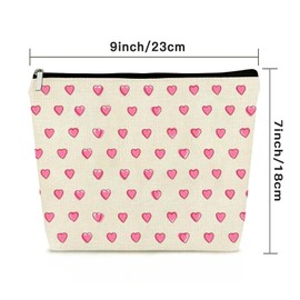 KNoRRS Chic Pink Preppy Makeup Bag - Elegant Zipper Pouch for Travel & Toiletries, Ideal Gift for Teen Girls & Hearts Lovers