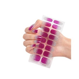 Generic 16Pcs Glitter Gradient Pure Color Full Nail Wraps Nail Polish Sticker Thick Cs052 Nail Wraps Stickers Manicure Supplies for Women Nails Full Long Lasting Easy Apply and Remove