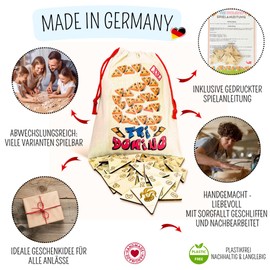 Mutou Tri-Domino XXL Version | 114 Game Pieces - Handmade Birch Wood | Up to 8 Players + Storage Bag - Tripple Domino, Board Game | Party Game | Tile Game | Tridomino