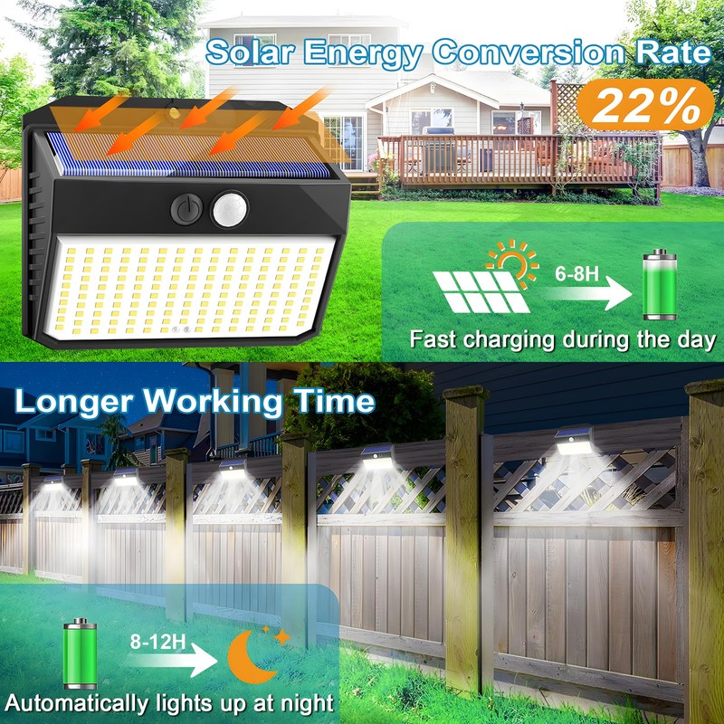 SEZAC Solar Lights Outdoor - 150 LED, 6 Pack with
