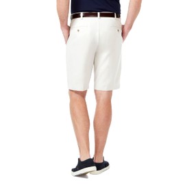 Haggar Men's Cool 18 Pro Straight Fit Flat Front 4-Way Stretch Expandable Waist Short, White-9.5 inch, 44