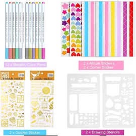 DazSpirit Photo Album Scrapbook - 80 Page DIY Memory Book with 12 Metallic Pens & 8 Photo Stickers, Holds 420 Photos - Scrapbook Kit, Perfect for Writing, Drawing, and Storing Memories(Pink)