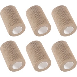 6-Pack Self Adhesive Bandage Wrap 3 Inch x 5 Yards, Elastic Athletic Tape, Tattoo Grip Tape, Non Woven Medical Tape for First Aid, Sports, Wrist, Ankle, Vet Wrap for Pets (Skin-Color)
