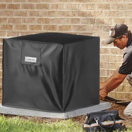 36L''x36W''x39H'' Air Conditioner AC Cover for Outside Unit - 420D Waterproof Heavy Duty Fabric, Efficient Side Slits, Double Stitching, Secure Elastic Hem. Outdoor Cover for Window Unit (Black)