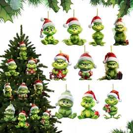Pack of 10 Grinch Christmas Decorations, Grinchs Christmas Tree Decorations, Christmas Decoration Grinch Figure, Grinch Christmas Decorations, for Christmas Tree Decorations, Party Decoration