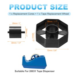 PATIKIL Tape Dispenser Core, Replacement Wheels and Core, Plastic Parts for 20031 Tape Dispenser, Home, Office, Warehouse, Packaging, Mailing, Shipping Supplies, Black