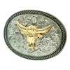 Moranse Oval Longhorns Bull Head Style Western Cowboy Belt Buckles,