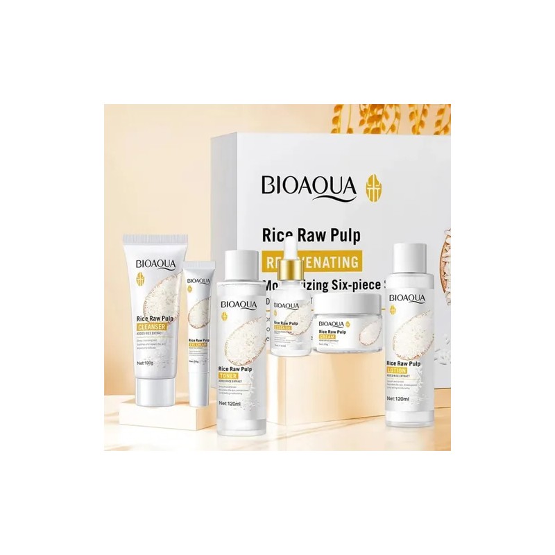 Suero Facial Arroz Kit 6pz Bioaqua Skincare Aclara Manchas