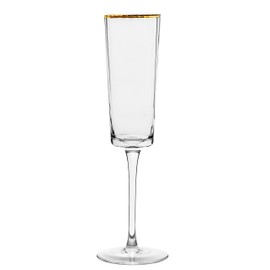 10 Strawberry Street Grace Gold Rim Glassware, Flute, Set of 4