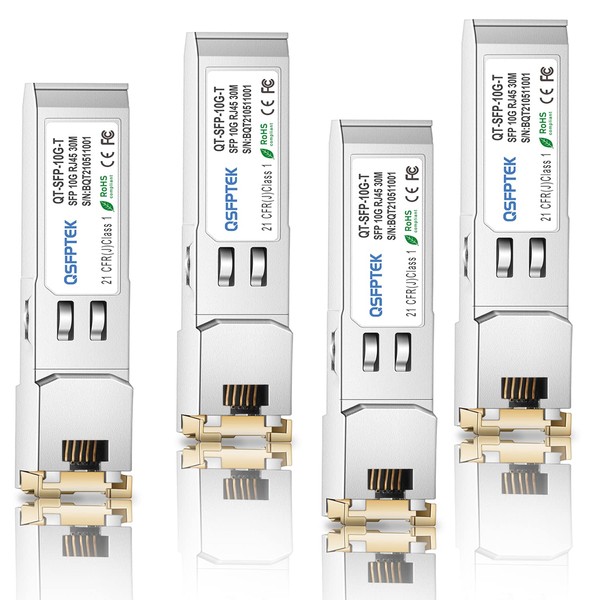 QSFPTEK (4Pack 10GBASE-T SFP+ to RJ45, 1.25G/2.5G/5G/10Gb RJ45 Copper Mini-GBIC