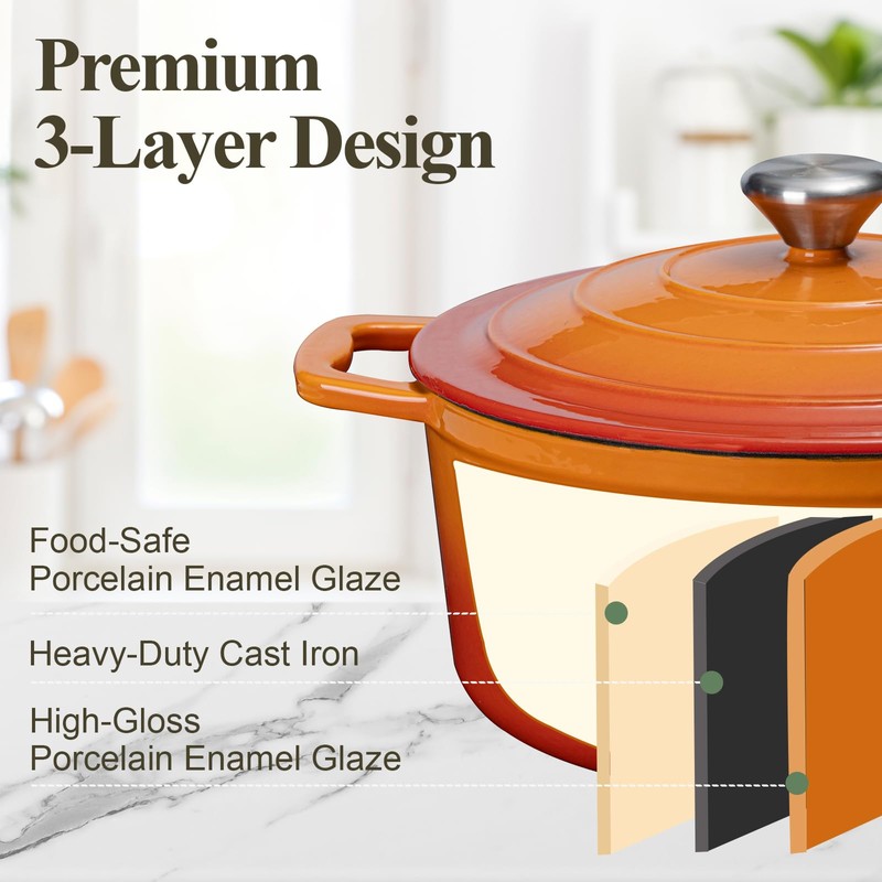 Chef Power Enameled Cast Iron Dutch Oven Pot with Lid
