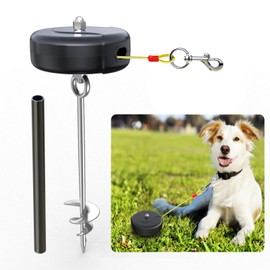 Pestairs 30ft Retractable Dog Tie Out Cable and Stake - No Tangle Dog Leash for Between 10-90lbs - 360° Rotate Retractable Lead Reel for Yard Camping