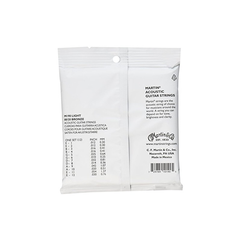 Martin 80/20 Acoustic Guitar Strings (12 String) - Bronze (Light,