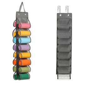 GJIE Hanging Shelf, Hanging Organiser Over the Door, Shoe Racks, 16 Roll Pockets Storage hanger for Bedroom Bathroom Closet,Gray (1Pcs)