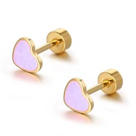 Titanium Heart Love Earrings for Women Girls,Tiny Hypoallergenic Stainless Steel Cartilage Stud,Birthday Valentine's Day Christmas Gift for Women(Purple)