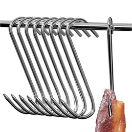 Butcher Hooks, 12 Pieces, S Hooks, Stainless Steel Smoking Hanging 15 cm, Butcher, Kitchen, Meat, Fish, S-Shaped