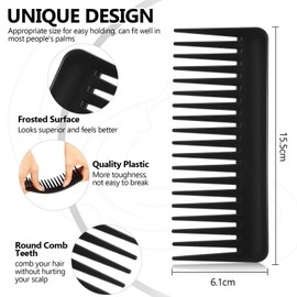 Peigne de Cheveux Démêlant Large Peigne à Dents Large pour Cheveux Bouclés, Peigne Démêlant sans Poignée Peigne de Coiffure de Shampoo (Black, White)