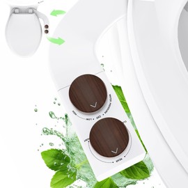 Terapaton Toilet Bidet With Left/Right Side Reversible Design, Fresh Water, Non-Electric, Toilet Bidet Attachment, Right/Left Hand Side with Dual Nozzle, Self-Clean, Easy to Install (Brown Knob)
