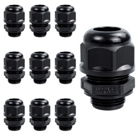 Runseaway 10PCS M20x1.5 Nylon Cable Gland Joints, Waterproof Adjustable 6-12mm Connectors with Gaskets, IP68 Strain Relief Cord Grip for Outdoor Use