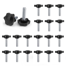 0XBIT Star Head Knurled Knob, 20 Pieces Thumb Screws with Thread, Thumb Screw, Black Star Grip Screw M8, Comfortable Hold, for Machinery, Industrial, Appliances (M8 x 40 mm)