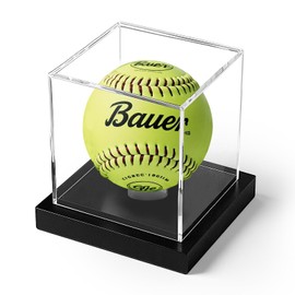 Softball Display Case, Clear Acrylic Cube Softball Case, UV Protected Ball Holder Showcase, Softball Stand Box for Signed Balls Memorabilia