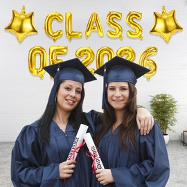 bng-bng Gold Class of 2026 Balloons Banner, Graduation 2026 Foil Balloons 16inch,Class of 2026 Banner for 2026 Graduation Party Decorations