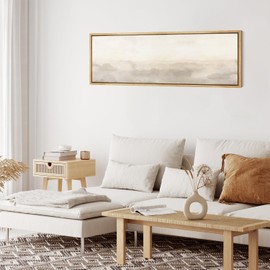 MUDECOR Large Framed Canvas Print Wall Art Minimalist Neutral Landscape Abstract Horizon Line Antique Retro Fine Art Illustrations Decorative Colorful Multicolor for Bedroom - 60"x20"