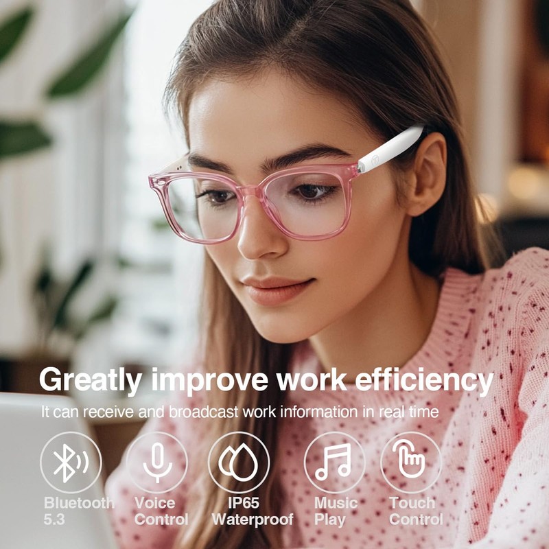 Harlafou Bluetooth Audio Smart Glasses, Smart Wireless Headphone Sunglasses for