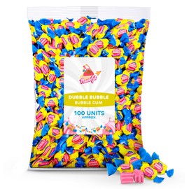 Dubblee Bubble Gum Bulk + Bundle FlavorJet Contains 100 Pieces of Dubblee Bubble Individually Wrapped, Ideal for Baseball games, Birthday Day Party and Piñata Candy | Chewing bubble gum 1.8 Pound Packaged By FlavorJet