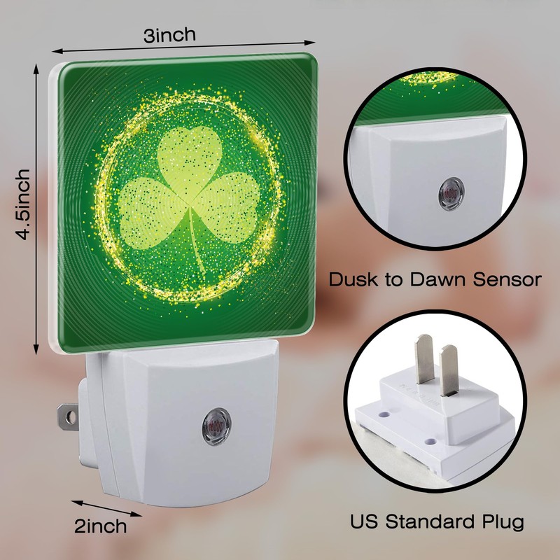 sndheke St Patrick's Day Shamrock Night Light Plug into Wall,Green