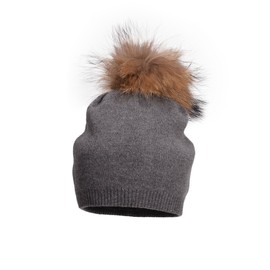 Lawliet Womens Cashmere Wool Hat Knitted Pom Pom Beanie Croche Slouchy A392 (Dark Gray)