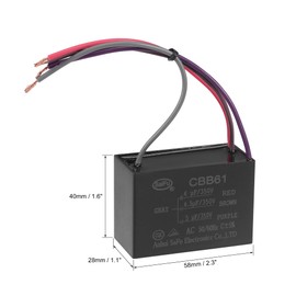 uxcell Ceiling Fan Capacitor CBB61 4/4.5/5uF 350V AC 4 Wires Metallized Polypropylene Film Capacitor 58x40x28mm for Electric Fan Pump Motor Generator