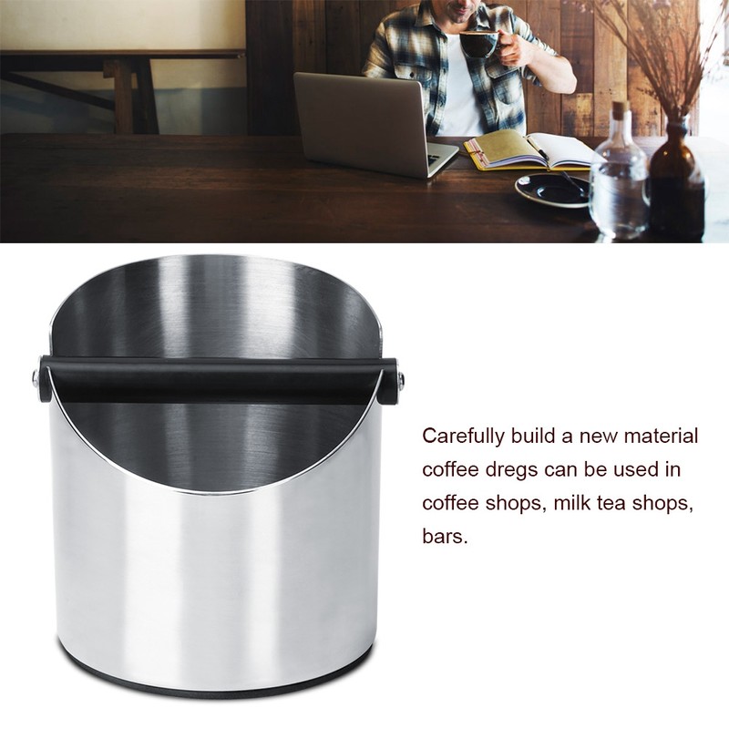 Thicken Round Stainless Steel Coffee Grounds Container Box Bucket Durable