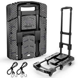 Voipvvii Folding Hand Truck 500lbs, Portable Heavy Duty Dolly Cart, 6 Wheels Collapsible Luggage Cart with 2 Elastic Ropes - Compact Trolley Cart for Easy Moving - Ideal Hand Cart for Travel and More