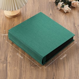 potricher Small 8x10 Photo Album 160 Pockets Linen Cover Large Capacity Picture Book for Family Wedding Anniversary and Baby (Dark Green)