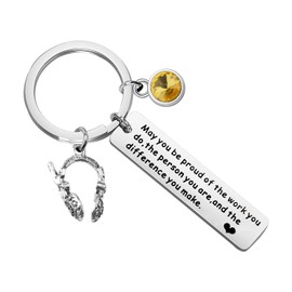 SEIRAA Dispatcher Gifts Thin Gold Line Gift 911 Operators Dispatcher Appreciation Gift Keychain EMT Medical Alerts Jewelry (Dispatcher Keychain)