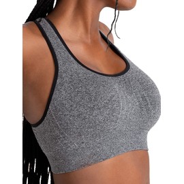 SHAPERMINT Sports Bras for Women - Sports Bra - Womens Workout Tops - Wireless Bra, Heather Gray, XXL