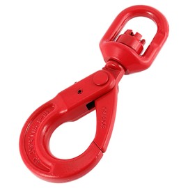 SEHOI 3.15 Tons 3/8 Inch Swivel Self-Locking Hook, Grade 80 Alloy Steel Heavy Duty Swivel Lifting Hook, 6945 Lbs Swivel Eye Hook for Industry Ship Building,Red
