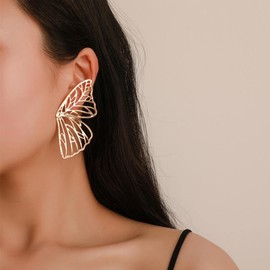 Yienate Large Butterfly Dangle Earrings Gold Hollow Butterfly Wings Drop Earring Stud Boho Butterfly Statement Charm Earring Minimalist Prom Earrings Jewelry for Women and Girls