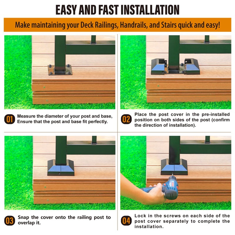 Wocepu 4 pcs 2"x2" Aluminum Deck Post Base Cover, for