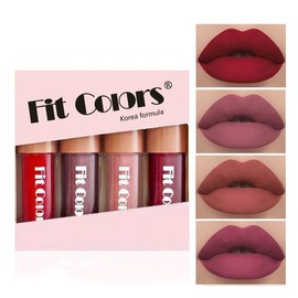 4 colores Shimmer Brillo de labios Set Glitter Liquid Lipstick Brillo de labios impermeable Brillo metálico de larga duración Not Stick Cup Lip Tint (B)